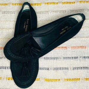 Kate Spade Black Suede Tassel Moccasins